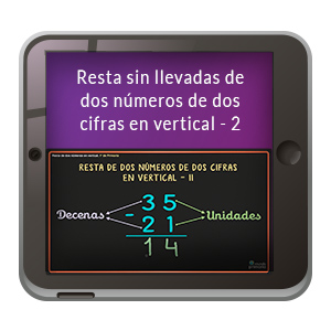 Imagen de apoyo de  Video Ref: 82 - Números y operaciones: Restar dos números en vertical sin llevadas-2.