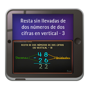 Imagen de apoyo de  Video Ref: 81 - Números y operaciones: Restar dos números en vertical sin llevadas-3.