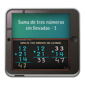 Imagen de apoyo de  Video Ref: 80 - Números y operaciones: Sumar tres números sin llevar-1.