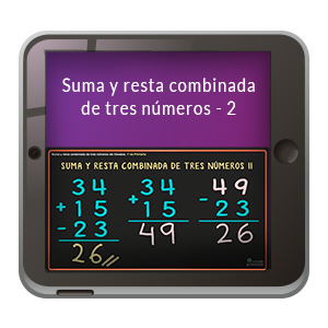 Imagen de apoyo de  Video Ref: 72 - Números y operaciones: Suma y resta combinada de tres números-2.