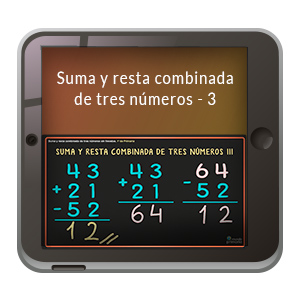Imagen de apoyo de  Video Ref: 71 - Números y operaciones: Suma y resta combinada de tres números-3.
